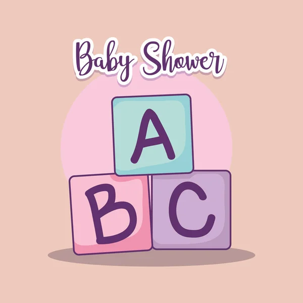 Baby shower card with alphabet blocks — Stock Vector