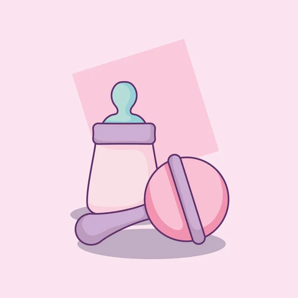 Baby ντους κάρτα με μπουκάλι γάλα — Διανυσματικό Αρχείο
