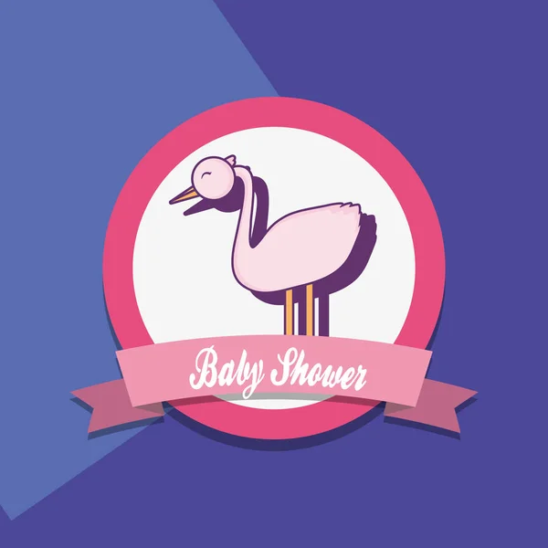 Baby shower kort med stork — Stock vektor