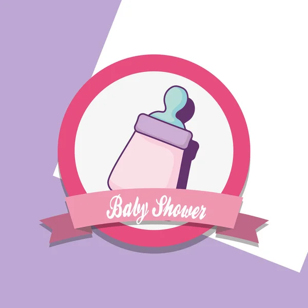 牛乳瓶とベビー シャワー カード — ストックベクタ