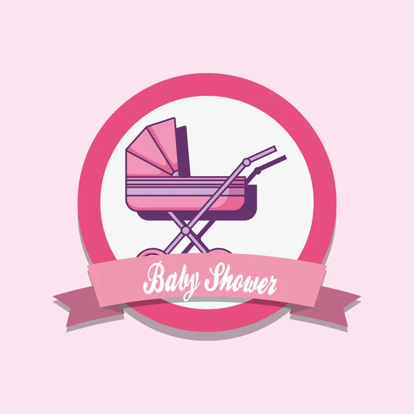 Baby shower card with cart — Stock Vector