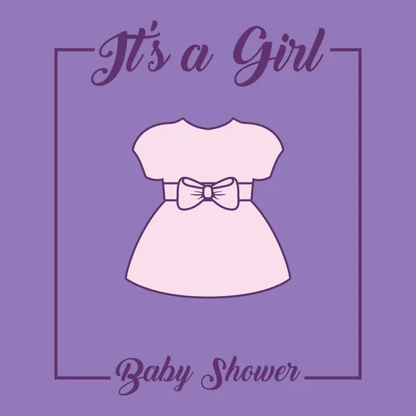 Baby shower card with girl dress — Stockvector