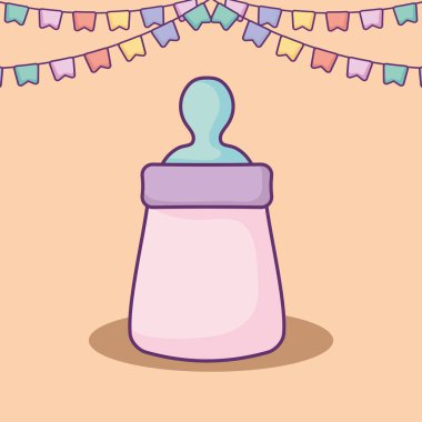 Bebek duş kartı süt şişesi ile