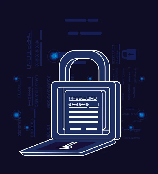 Data security with padlock — Stock Vector