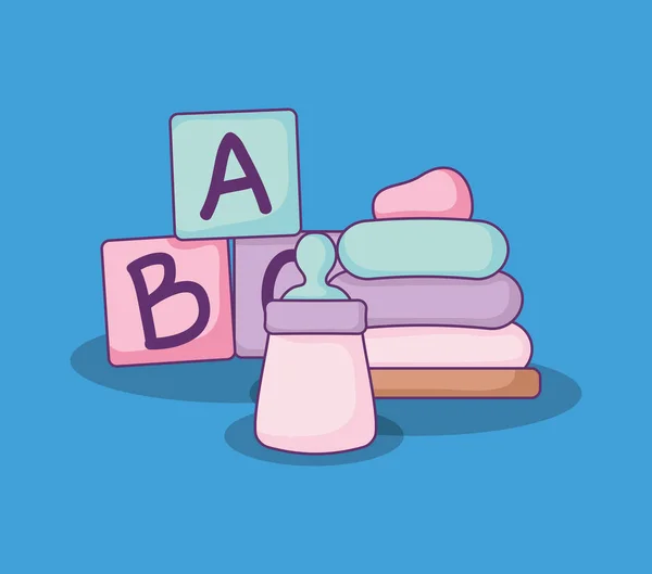 Bebek duş kartı ile alfabe blok — Stok Vektör