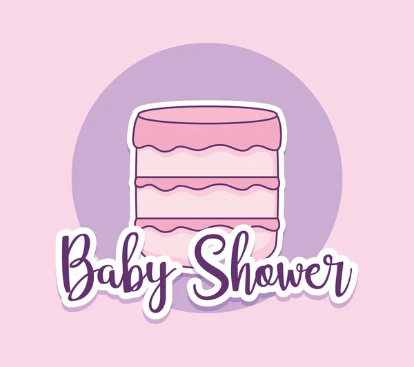 Tarjeta de ducha de bebé con pastel — Vector de stock