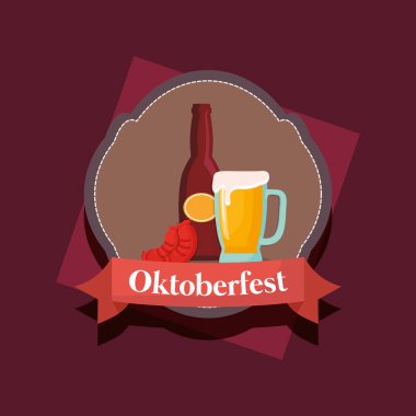 Oktoberfest bira kavanoz ve sosis etiketle