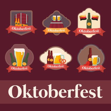 Oktoberfest etiket kümesi simgeleri ile