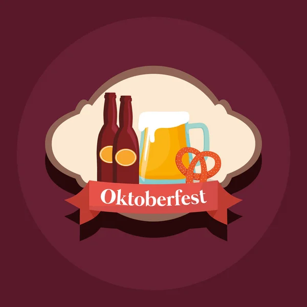 Oktoberfest bira şişeleri etiketle — Stok Vektör