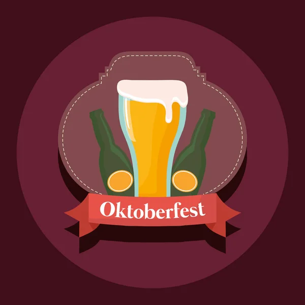Этикетка okfest с баночкой пива — стоковый вектор