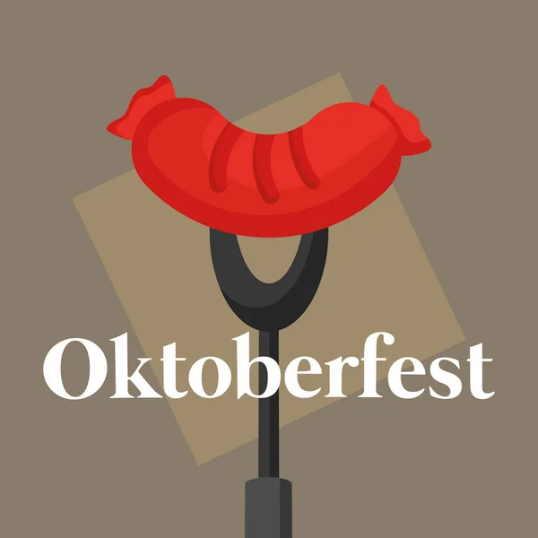 Oktoberfest-Etikett mit Wurst — Stockvektor
