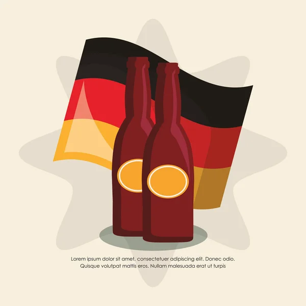 Bottiglie di birra con bandiera germnay — Vettoriale Stock