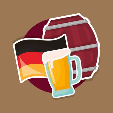 Oktoberfest etiketle vektör çizim tasarım Icons set