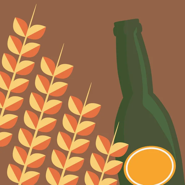 Σιτάρι αιχμές και μπουκάλι μπύρας — Διανυσματικό Αρχείο