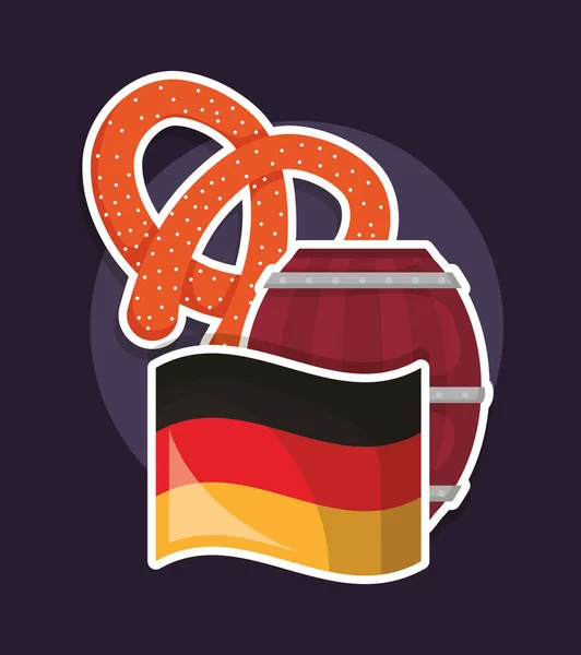 Barril de cerveza de madera con bandera de Alemania — Vector de stock