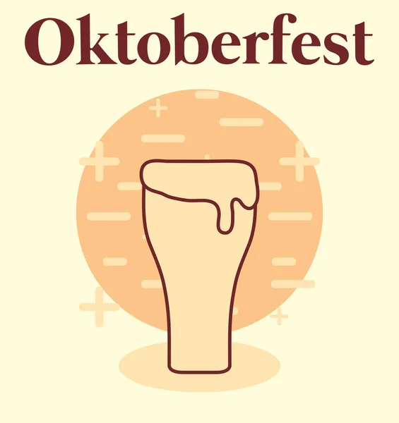 Etichetta oktoberfest con bicchiere di birra — Vettoriale Stock