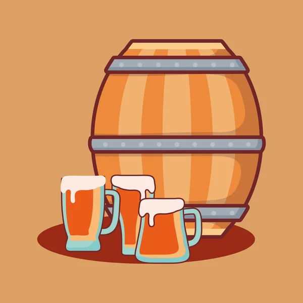 啤酒桶木制图标 — 图库矢量图片