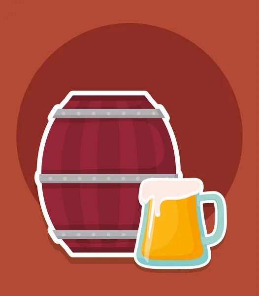 Barril de cerveja ícone de madeira — Vetor de Stock