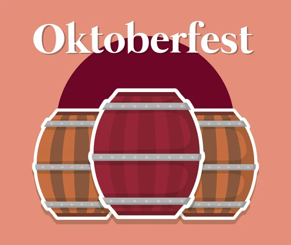 Oktoberfest-Etikett mit Fassbier — Stockvektor