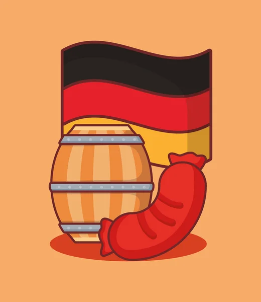 Oktoberfest label with set icons — Stock Vector