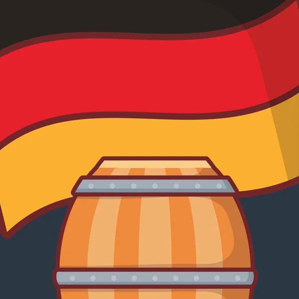 Barril de cerveja de madeira com bandeira da alemanha — Vetor de Stock