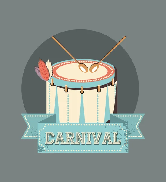 Carnival instrument musical drum and sticks retro — Stock Vector