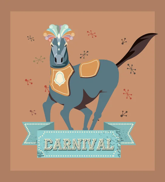 Carnaval cavalo circo mostrar decoração retro — Vetor de Stock
