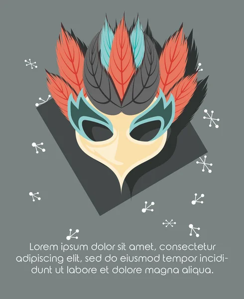 Карнавальная маска с перьями в стиле ретро — стоковый вектор
