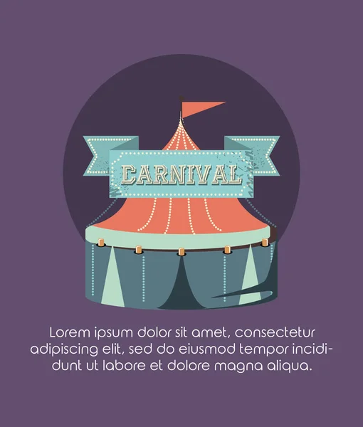 Carnival tent fun fair circus retro style — Stock Vector