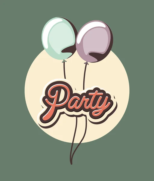 Party Design Mit Bunten Luftballons Über Grünem Hintergrund Vektorillustration — Stockvektor