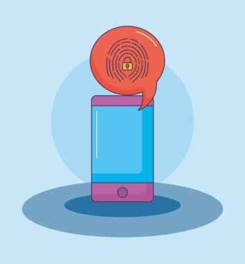 Smartphone parmak izi güvenlik bilgi yenilik vektör çizim