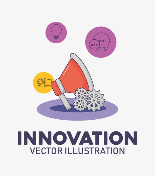 Marketing innováció technológia megafon fogaskerekek — Stock Vector