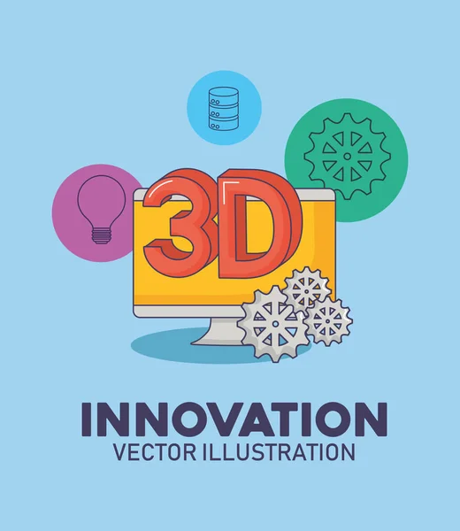 Ordenador engranajes 3d tecnología digital innovación — Archivo Imágenes Vectoriales