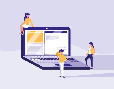 birlikte laptop bilgisayar grup insan