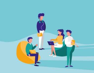 bir grup insan teknolojisi ile