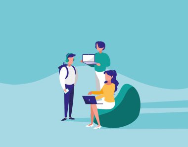 teknoloji vektör çizim tasarım birlikte grup insan