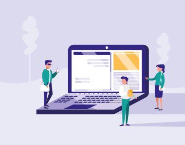 birlikte laptop bilgisayar ortamındaki Grup insan