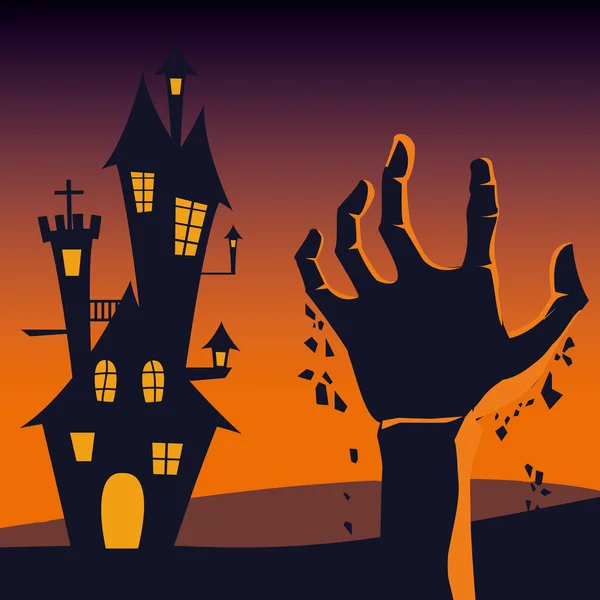 Halloween card with haunted castle — Stock Vector