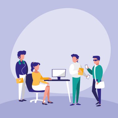 bir grup insan teknolojisi ile