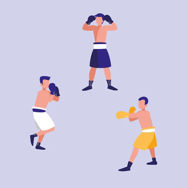 Hombres practicando boxeo avatar carácter — Vector de stock