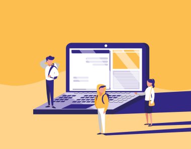 birlikte laptop bilgisayar ortamındaki Grup insan