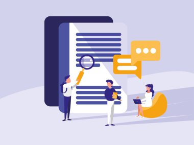 sosyal medya simgeleri olan bir grup insan