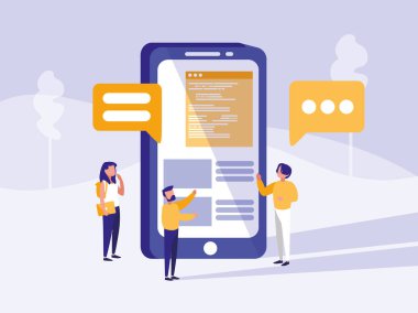 bir grup insan ile smartphone peyzaj