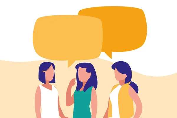 Grupo de mulheres falando personagens — Vetor de Stock