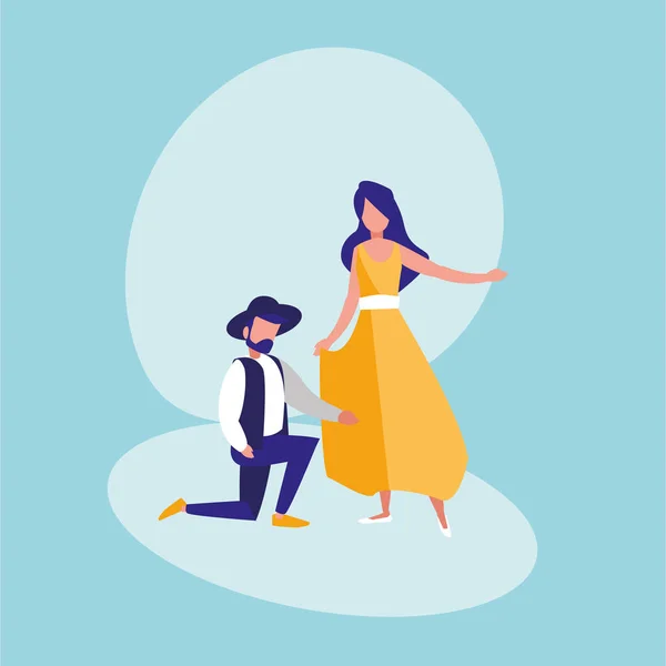 Pareja bailando carácter avatar — Vector de stock