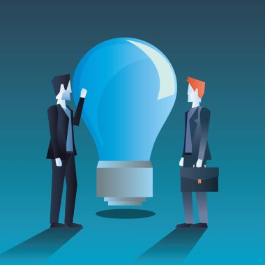 İşadamları meslektaşları ampul fikir ile takım
