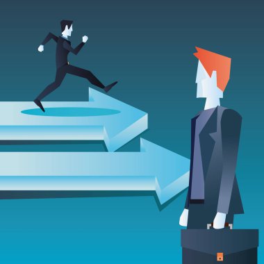 İşadamları takım yürüyüş ok iş