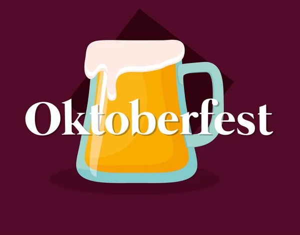 Oktoberfest-Etikett mit Bierglas — Stockvektor