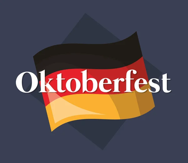 Etichetta oktoberfest con bandiera tedesca — Vettoriale Stock