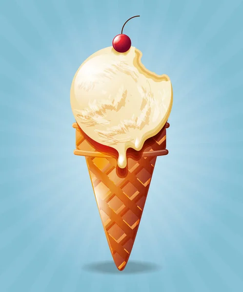 Delizioso cono gelato — Vettoriale Stock